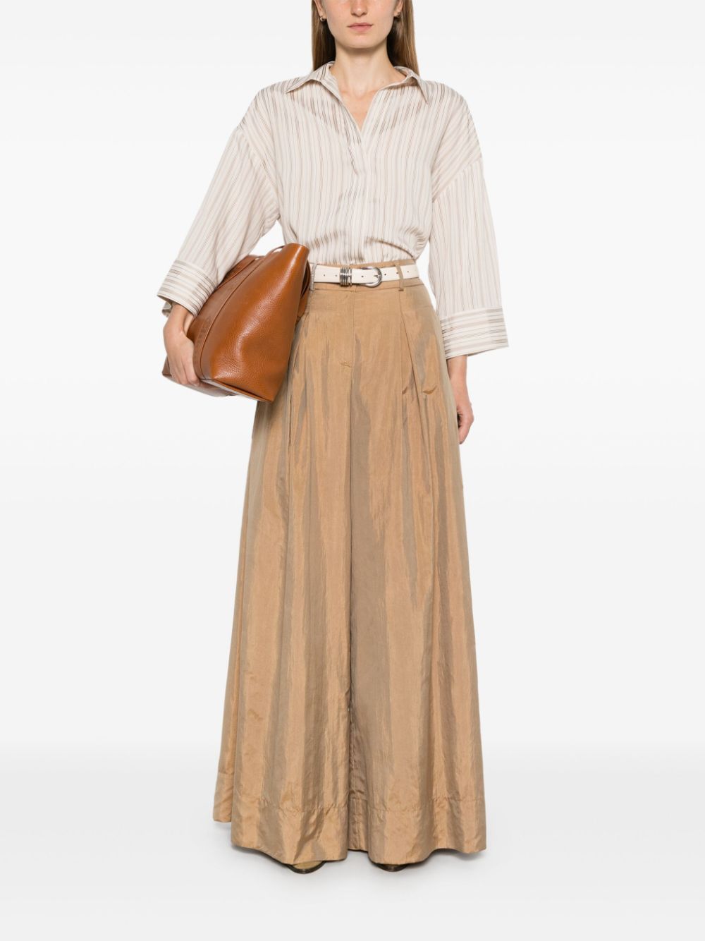 Shop Peserico Iridescent-effect Palazzo Pants In Neutrals