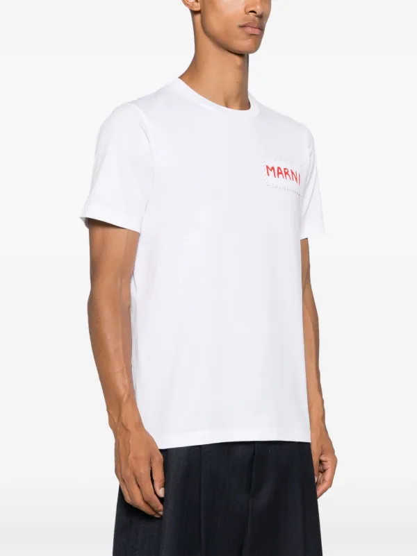 関税込【Marni】Logo Patch T-shirt★White★ロゴ入り Tシャツ White organic cotton T-shirt with Marni patch | Marni