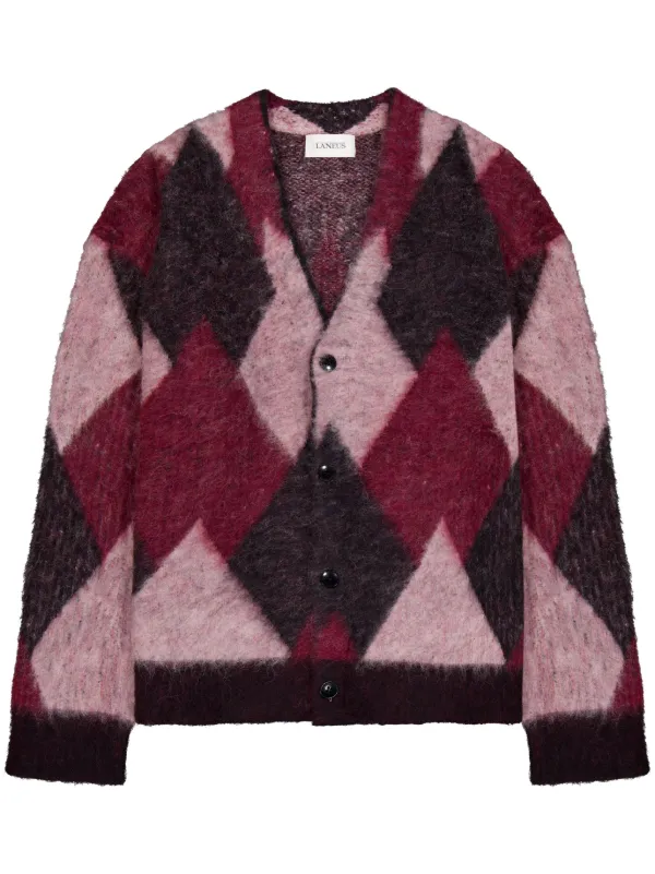 Laneus argyle-pattern Cardigan | Red | FARFETCH