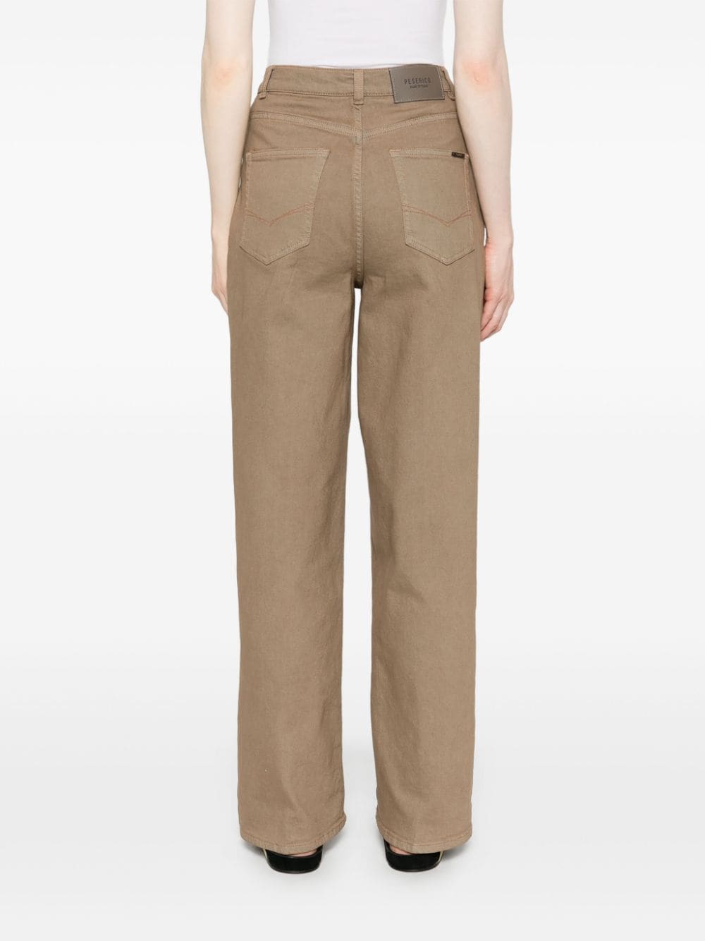 Shop Peserico Logo-patch Jeans In Neutrals