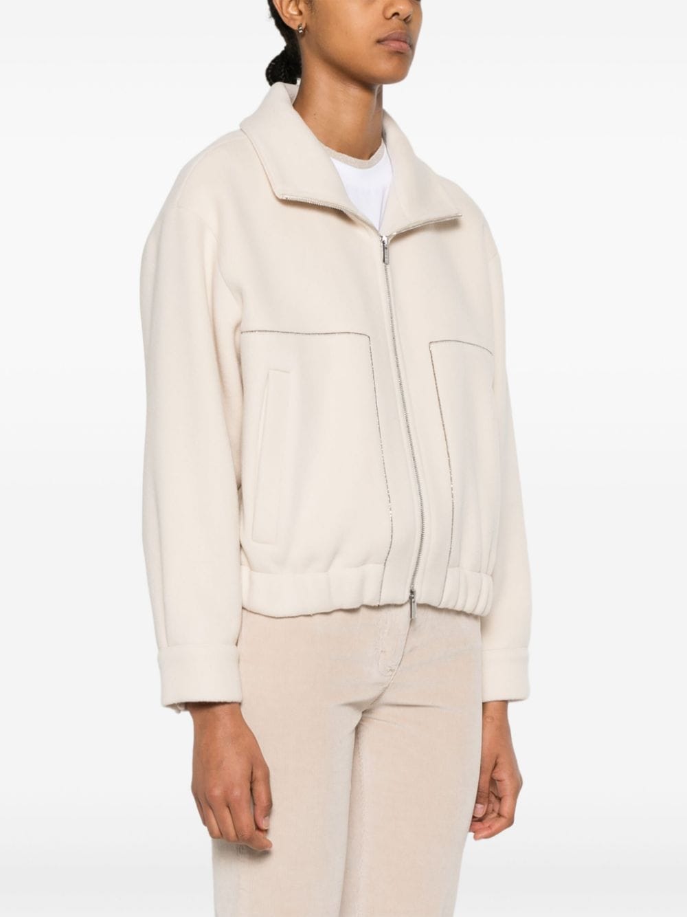 Shop Peserico Textured Bomber Jacket In Neutrals