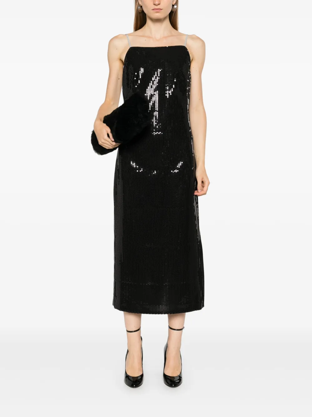 Peserico Twill midi-jurk met pailletten - Zwart