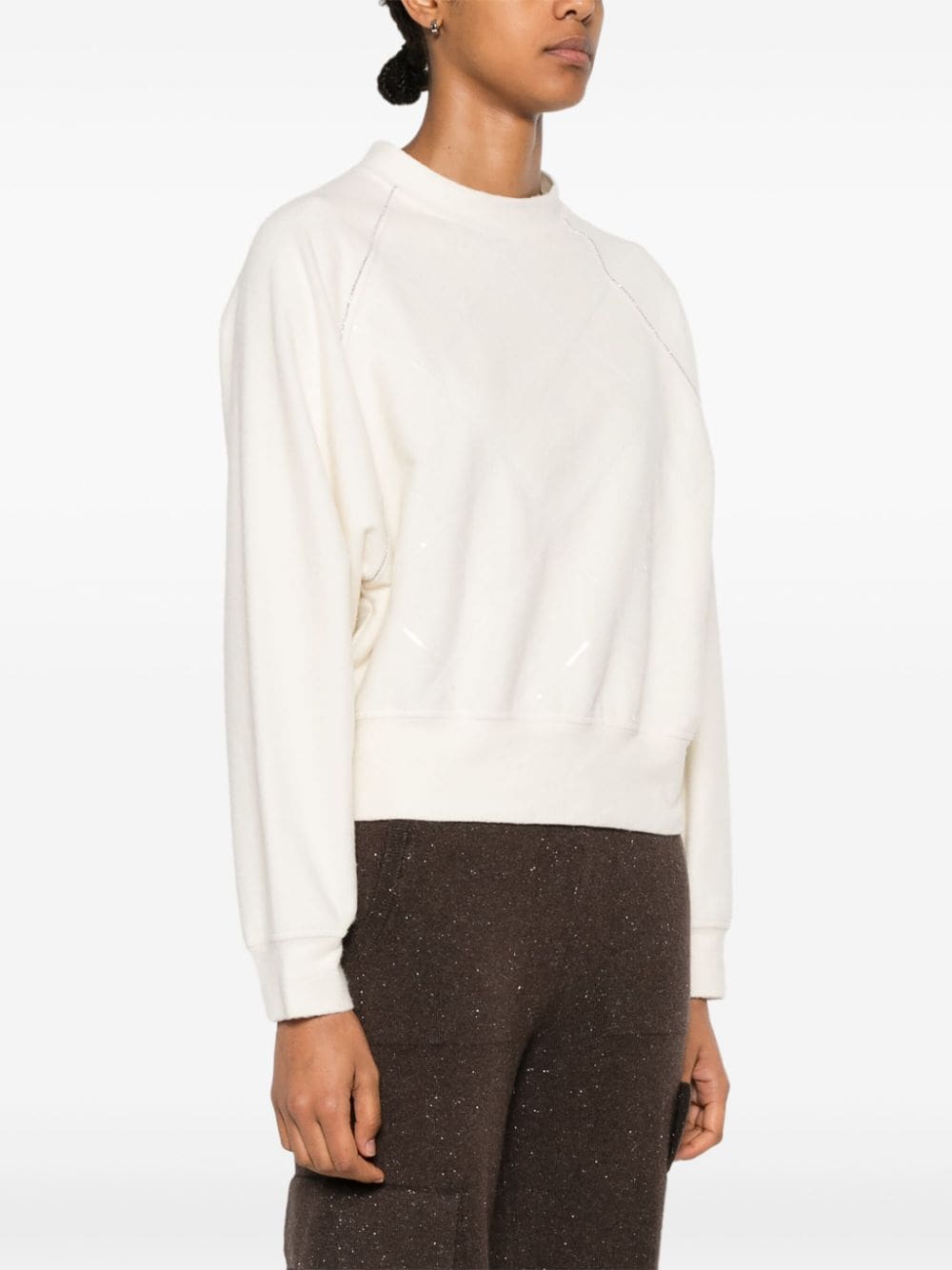 Shop Peserico Sequin-detailed Sweatshirt In White