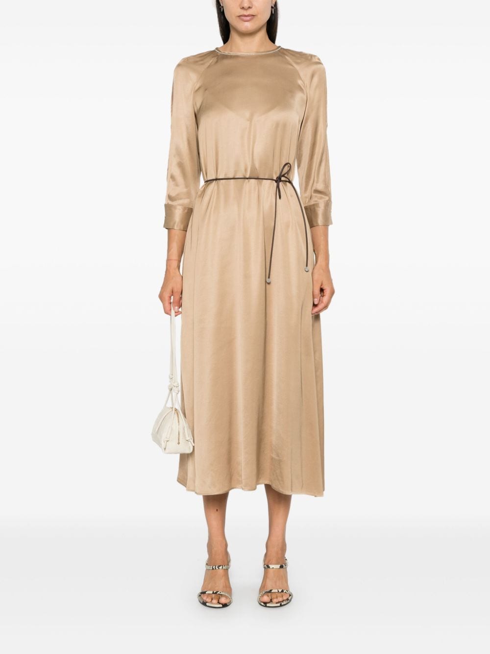 Shop Peserico Satin Maxi Dress In Neutrals