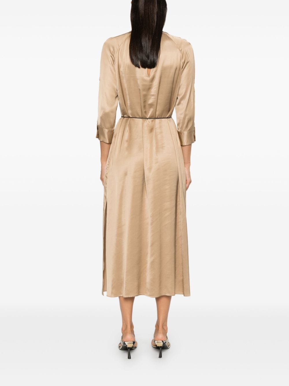 Shop Peserico Satin Maxi Dress In Neutrals