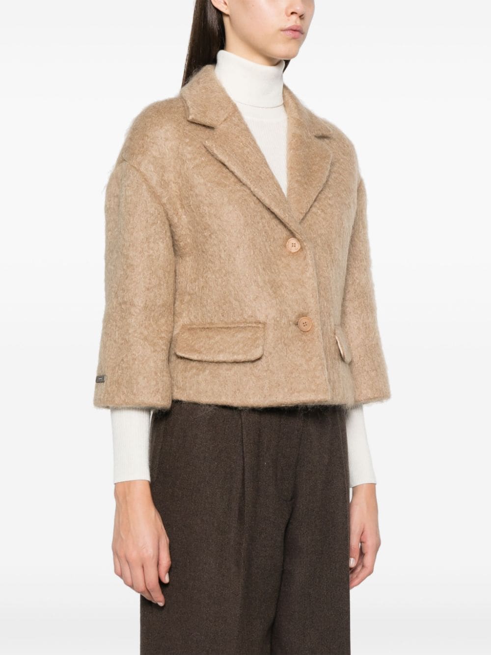 Shop Peserico Cropped Blazer In Nude