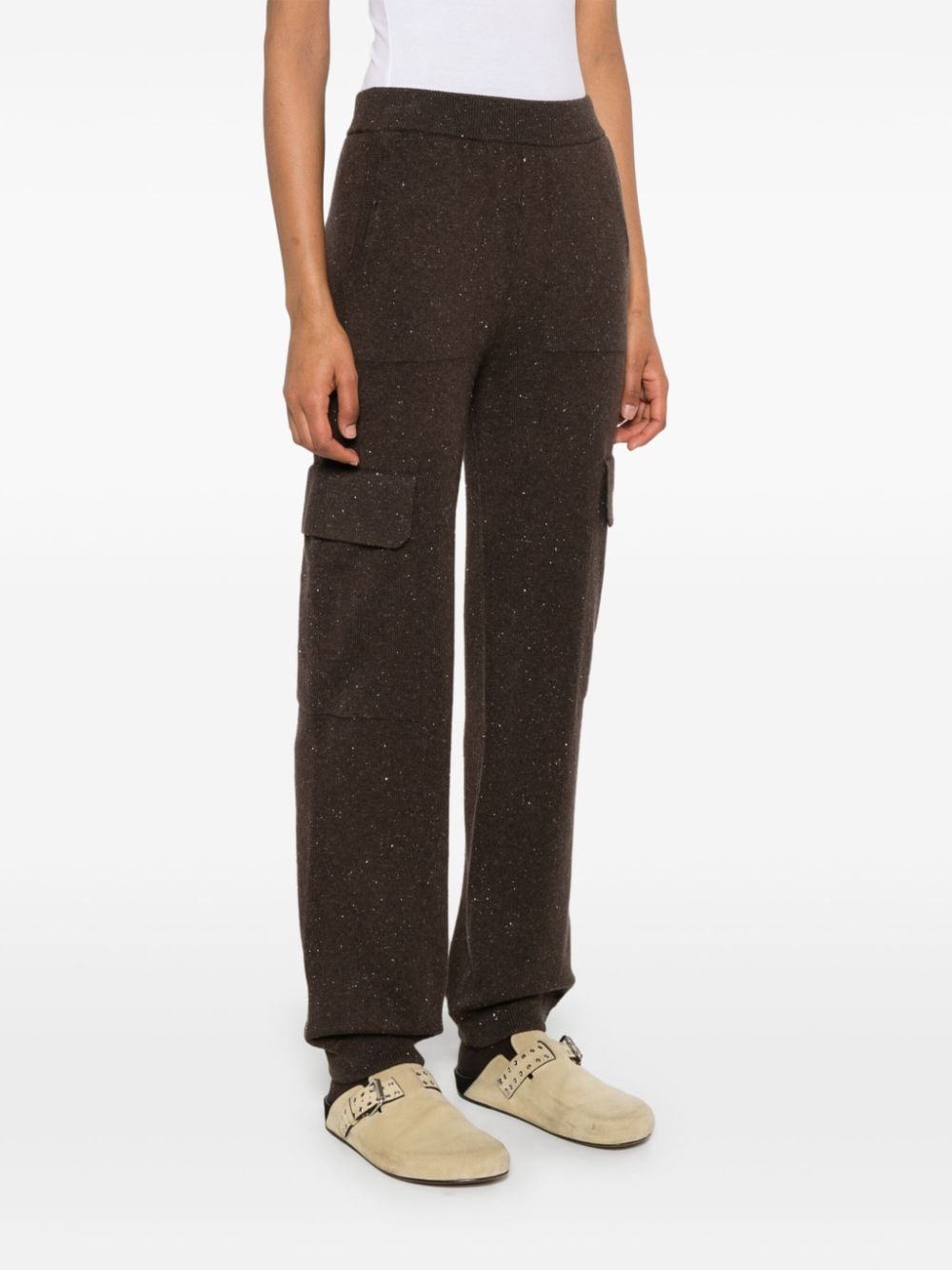 Shop Peserico Knitted Cargo Pants In Brown