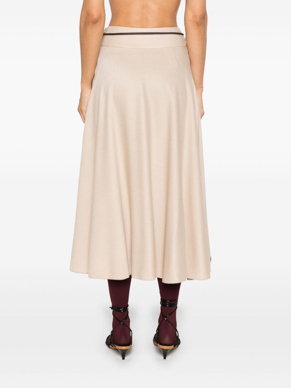 Shop Peserico Belted Midi Skirt In Neutrals