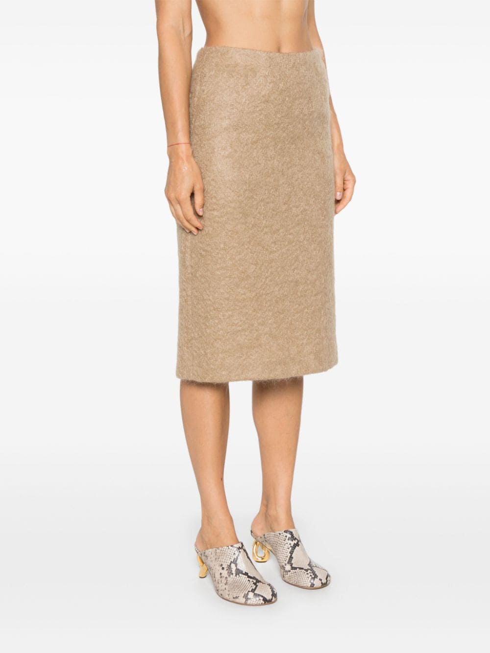 Shop Peserico Textured-finish Midi Skirt In Neutrals