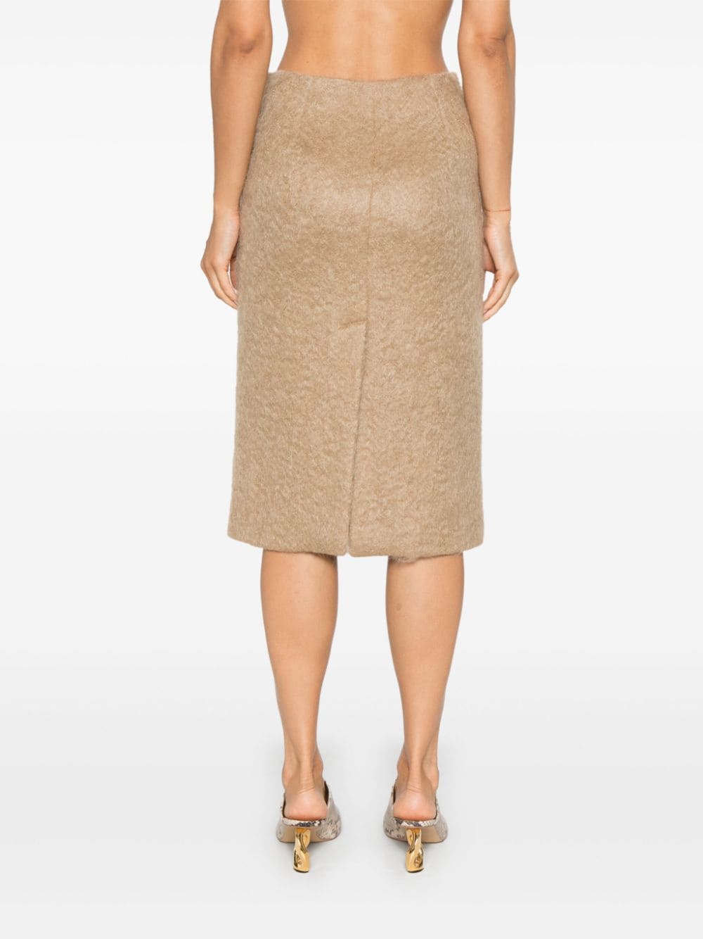 Shop Peserico Textured-finish Midi Skirt In Neutrals