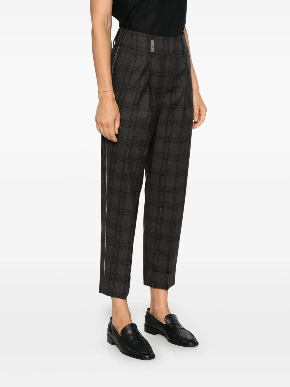 Peserico Wollen cropped broek Bruin