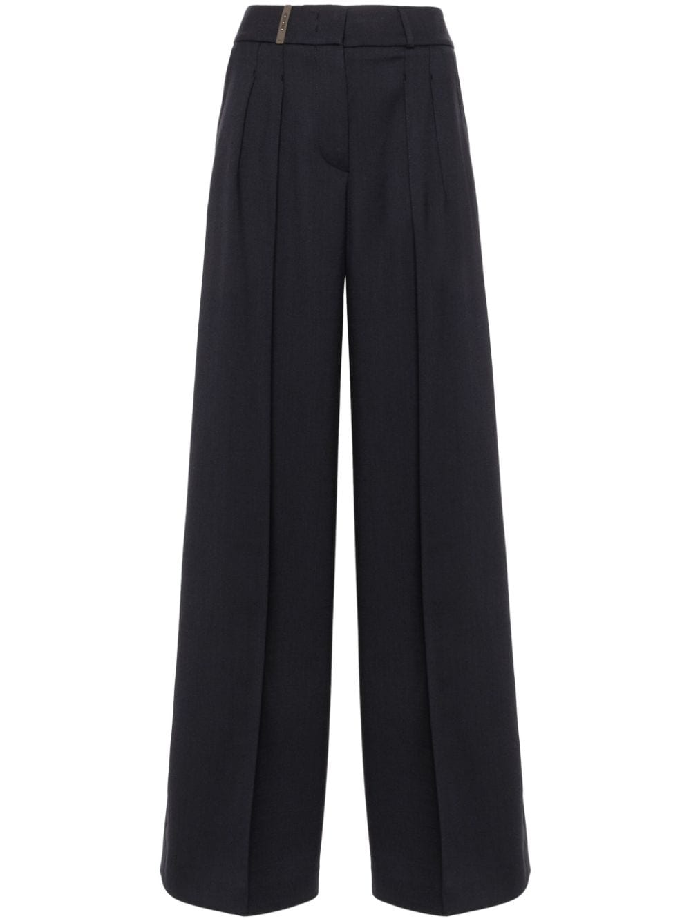 Shop Peserico Pleated Palazzo Trousers In 蓝色