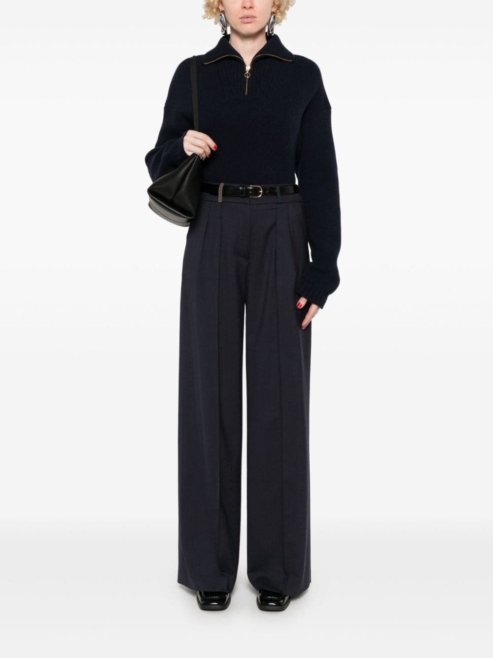 Shop Peserico Pleated Palazzo Trousers In 蓝色