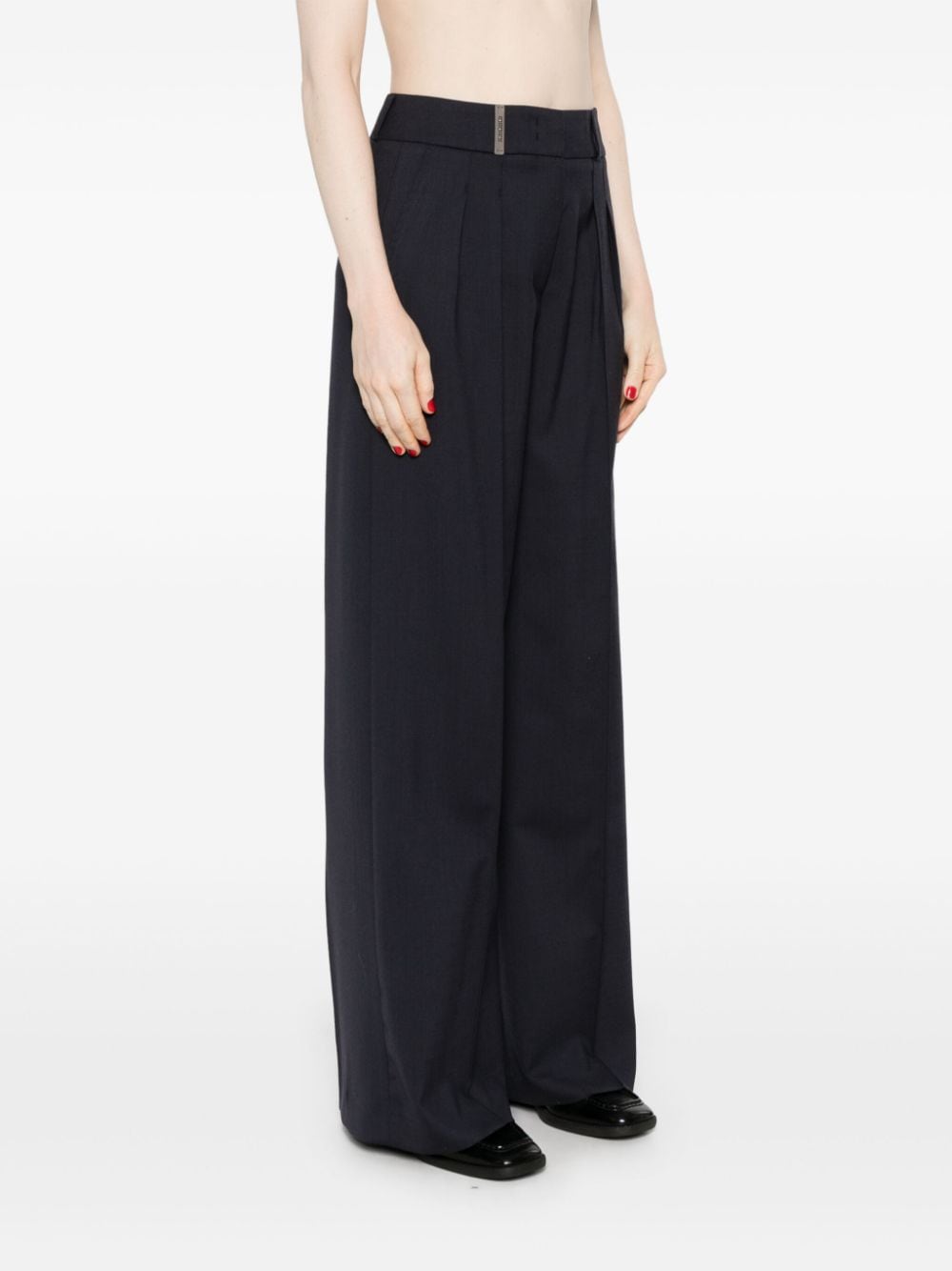 Shop Peserico Pleated Palazzo Trousers In 蓝色