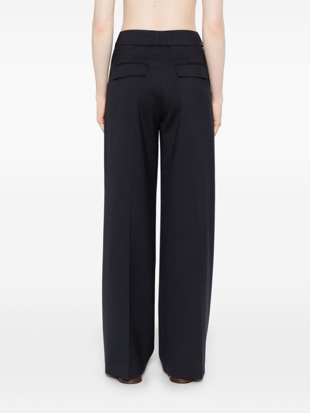 Shop Peserico Pleated Palazzo Trousers In 蓝色