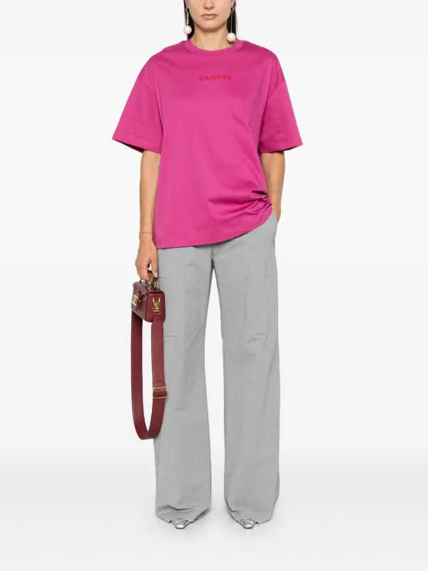 【関税込み】Lanvin ピンク Lanvin ロゴ刺繍 Tシャツ Lanvin Embroidered Logo T-shirt | Pink | FARFETCH