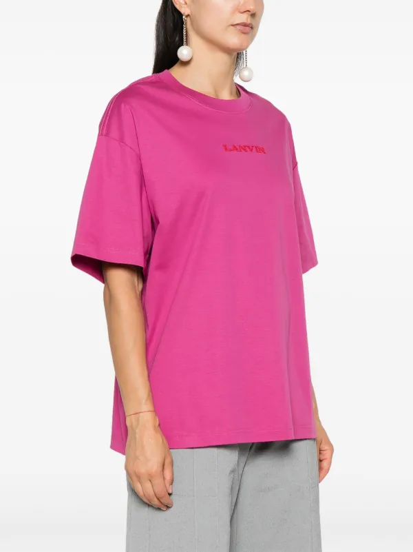 【関税込み】Lanvin ピンク Lanvin ロゴ刺繍 Tシャツ Lanvin ロゴ Tシャツ | ピンク | FARFETCH JP