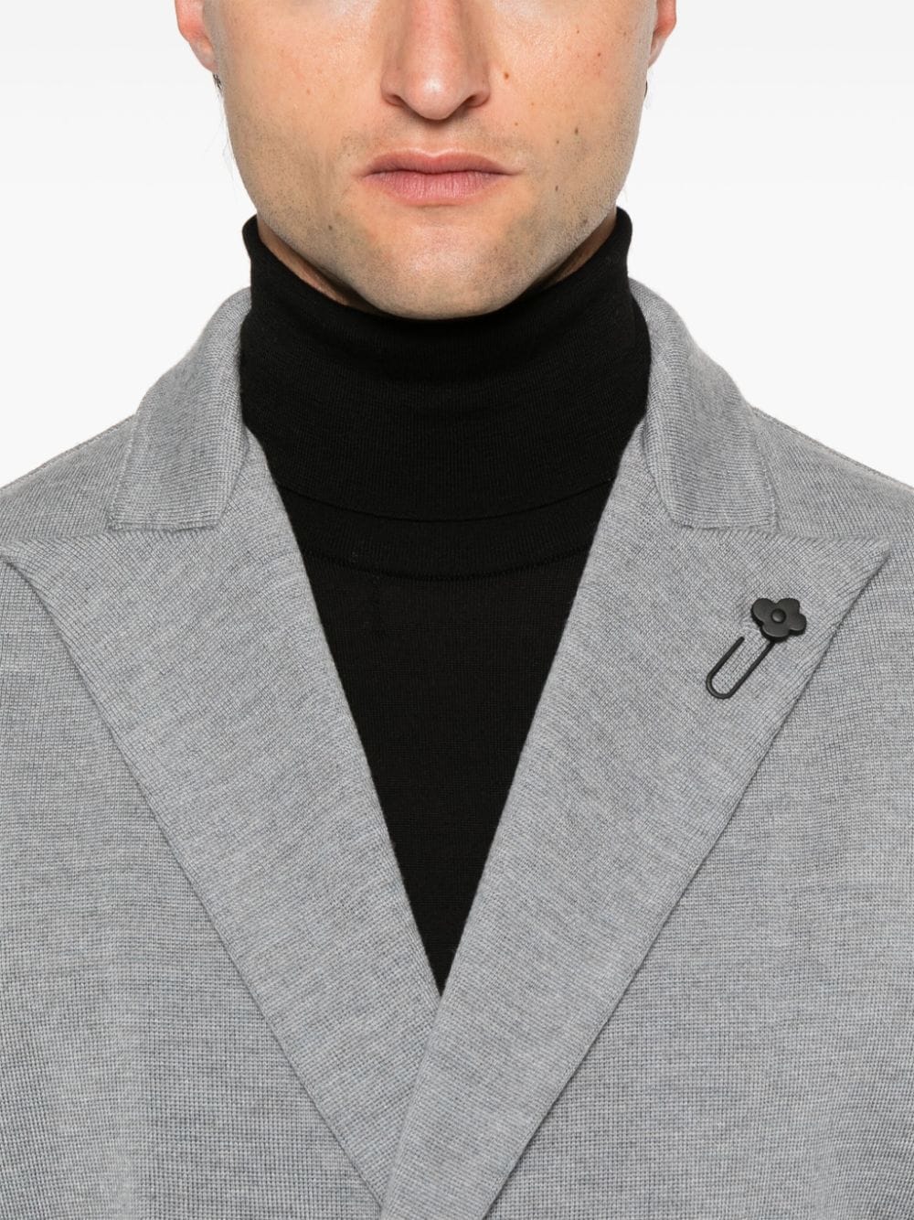 Shop Lardini Double-breasted Blazer In Grey