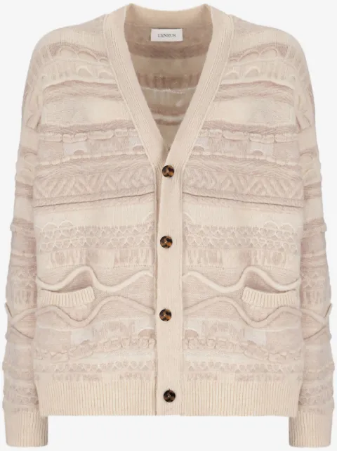 Laneus patterned intarsia-knit cardigan