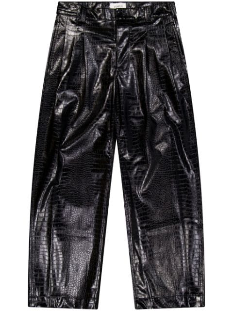 Laneus embossed crocodile leather trousers 