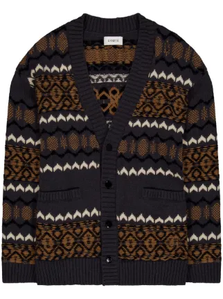 Lanus Pattern Laneus intarsia-knit Cardigan | Brown | FARFETCH