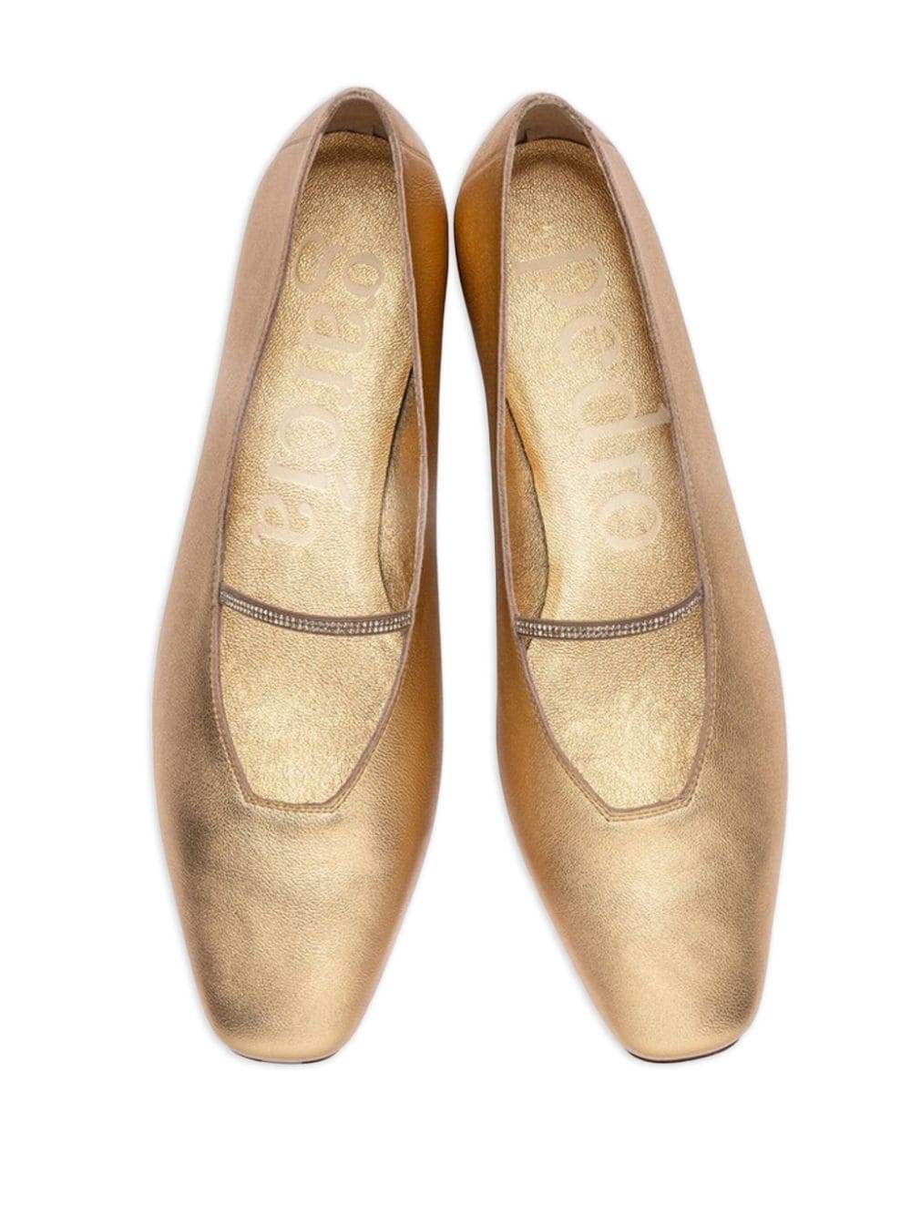 Shop Pedro Garcia Metallic Leather Ballerina Shoes In Gold