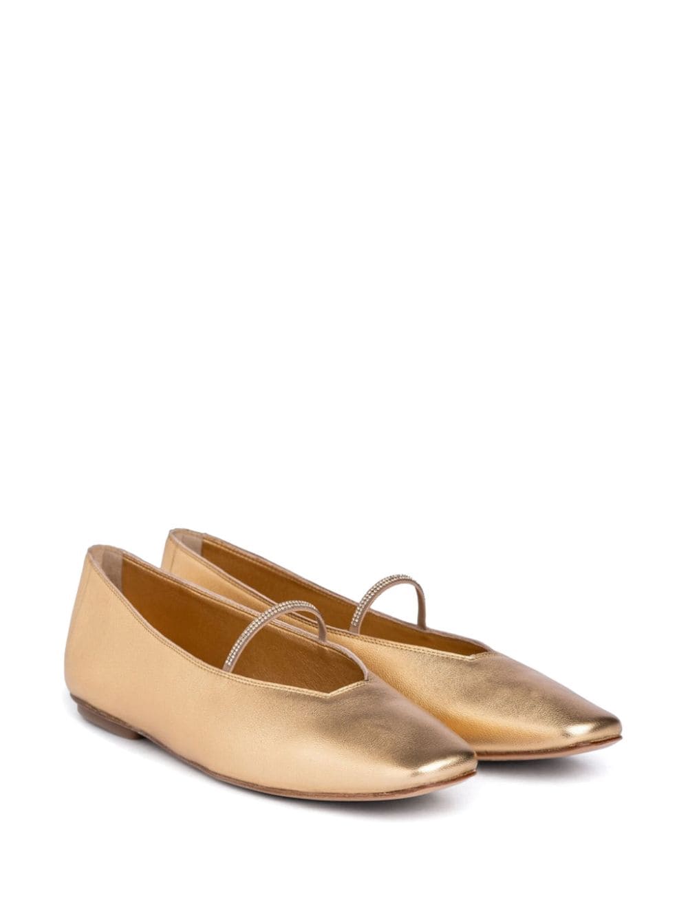 Shop Pedro Garcia Metallic Leather Ballerina Shoes In Gold