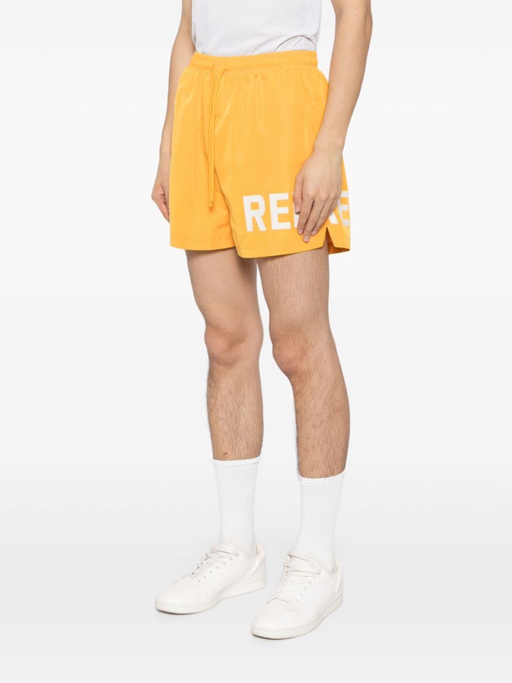 Shop Represent Logo-printed Swim Shorts In Yellow