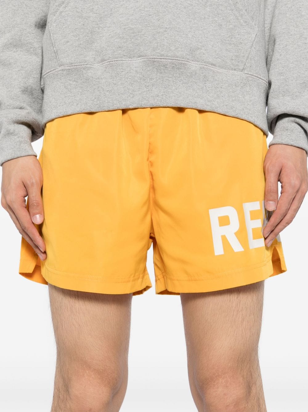 Shop Represent Logo-printed Swim Shorts In Yellow