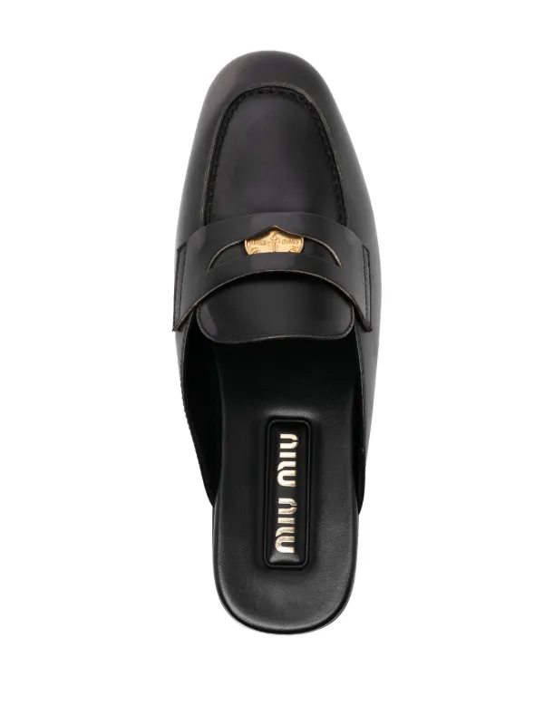 Miu Miu Bleached Leather Loafers | Black | FARFETCH