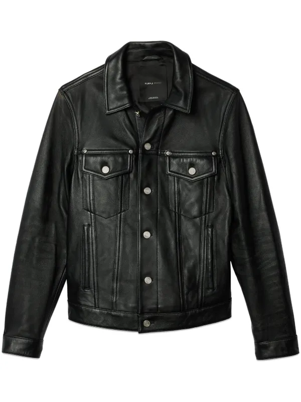 Purple Brand Leather Jacket Black FARFETCH TH