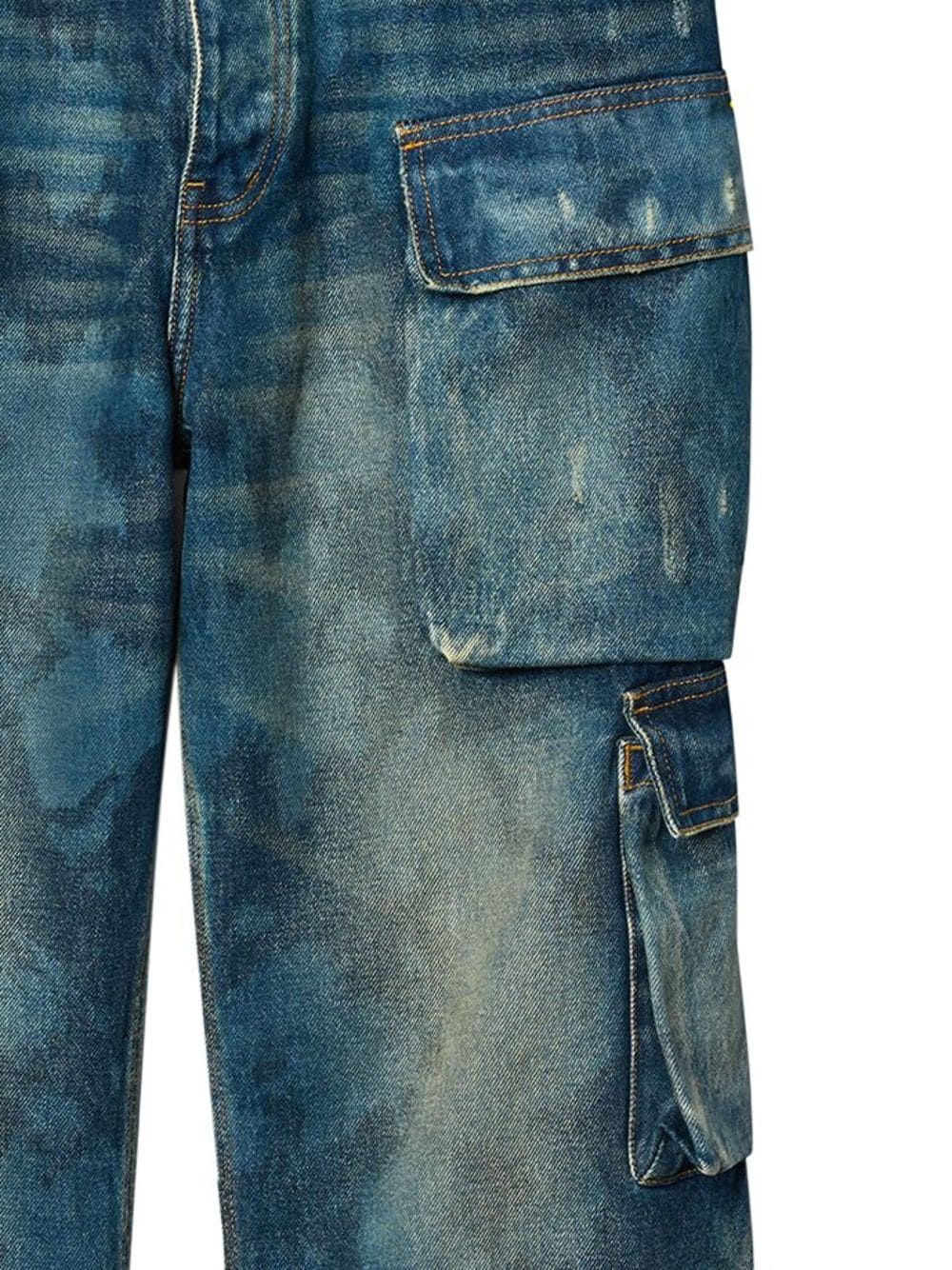 Purple Brand P018 Triple Pocket Cargo jeans met wijde pijpen - Blauw