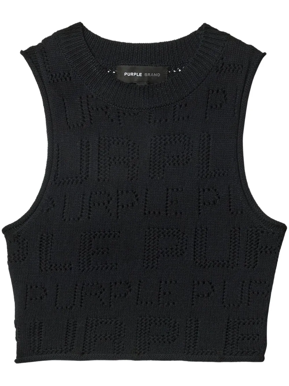 Purple Brand Logo-perforated Top In Black