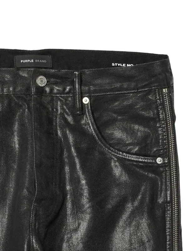 Purple Brand P018 Side-Zip Coated wide-leg Jeans | Black | FARFETCH