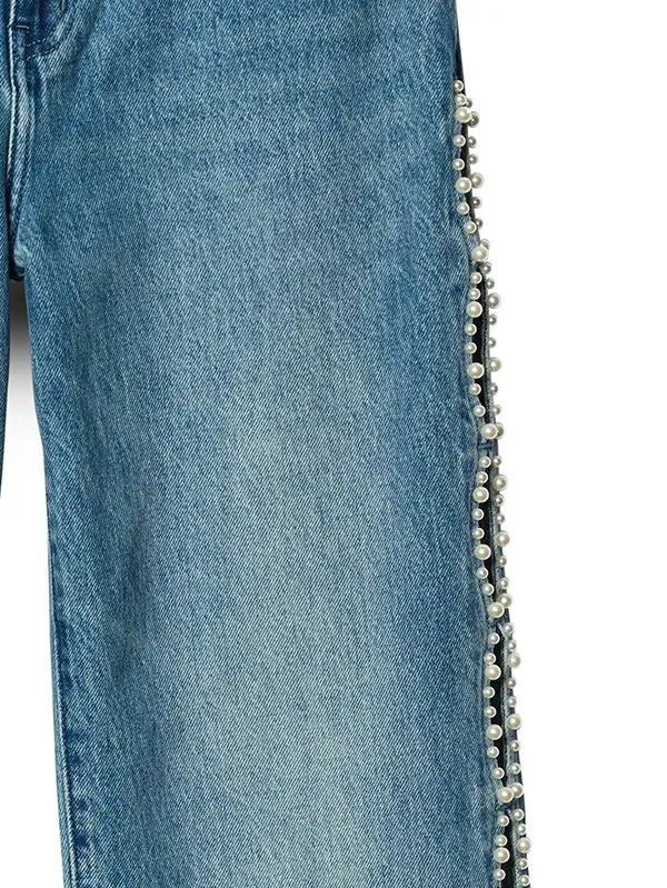 Purple Brand pearl-embellished cut-out Jeans Blue FARFETCH - Main Image