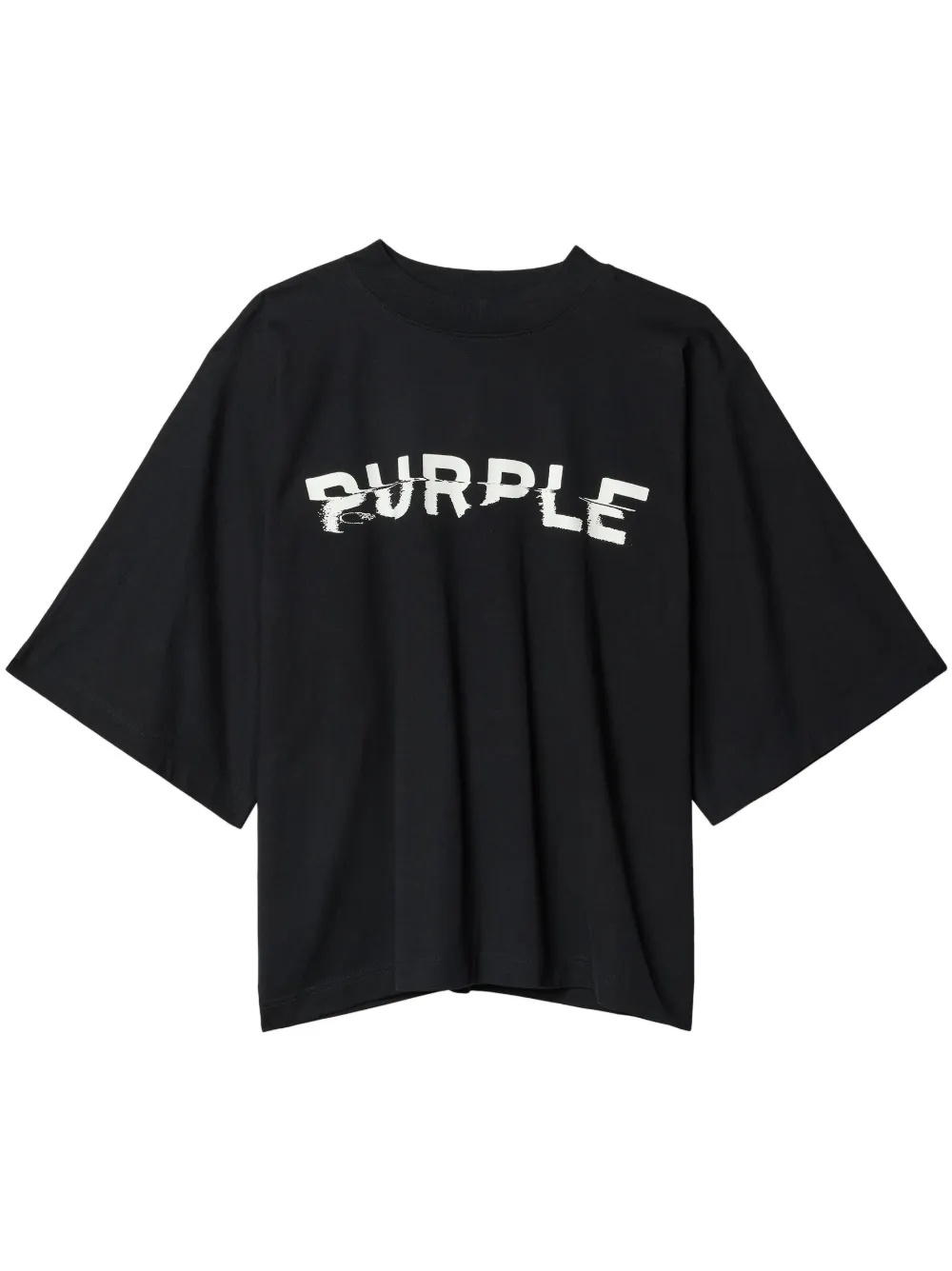 Purple Brand Distorted Wordmark Tシャツ | ブラック | Image 1