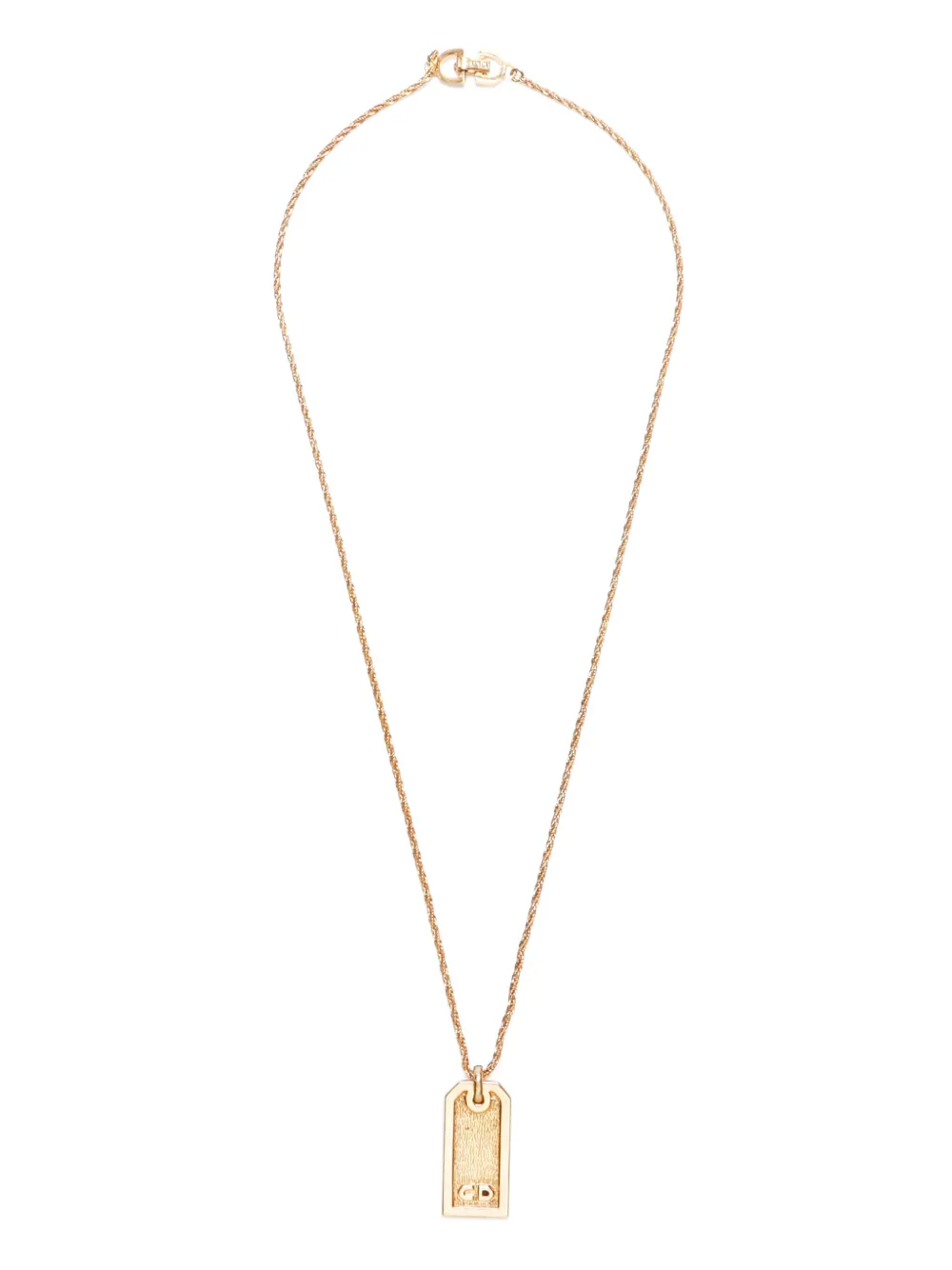 Christian Dior Pre-Owned logo-plaque pendant necklace | Gold | Image 1