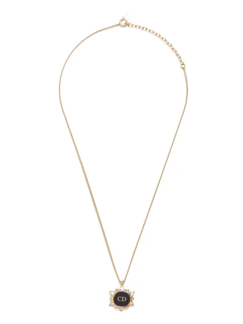 Christian Dior Pre-Owned CD-logo rhinestone necklace