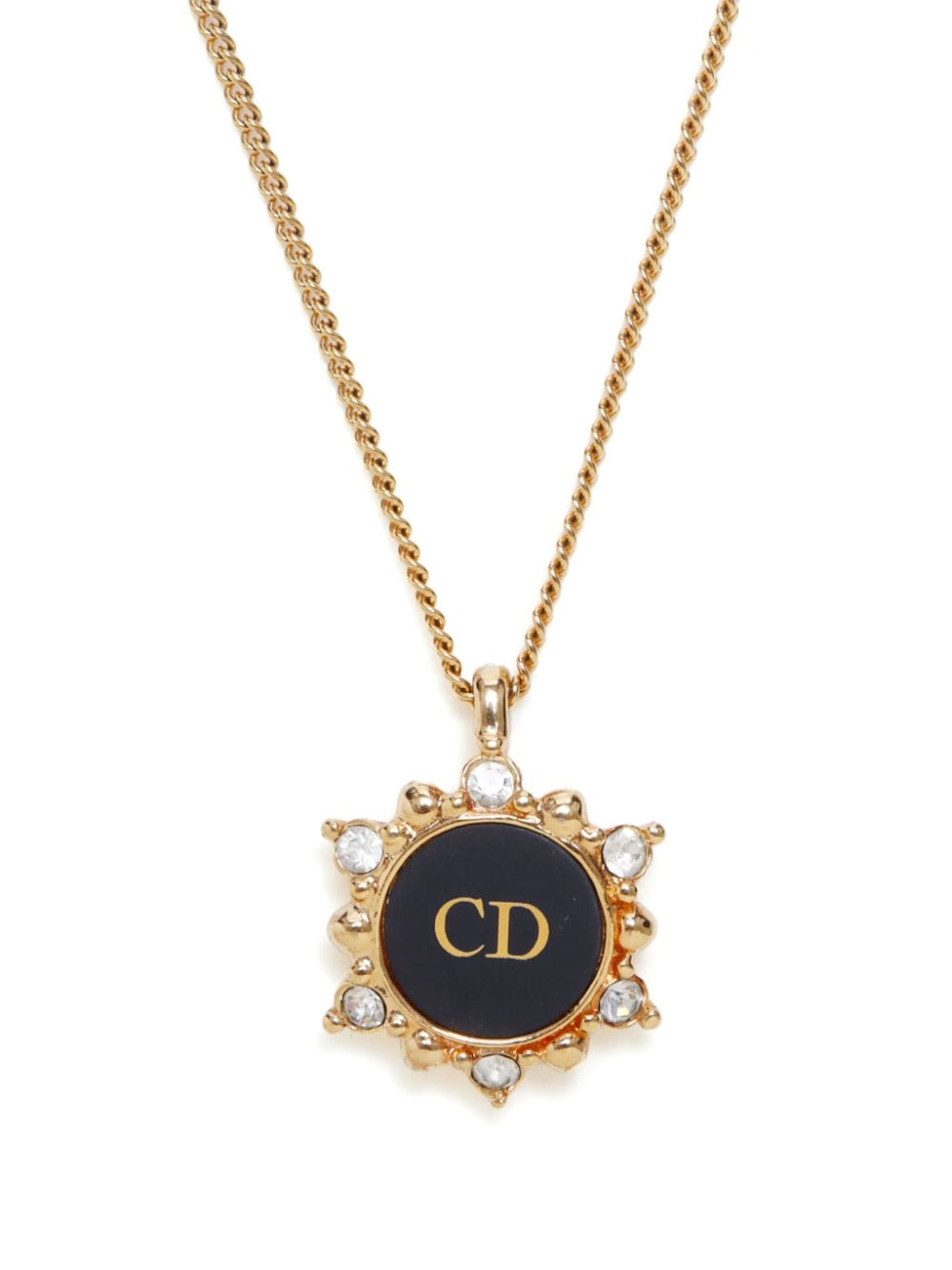 Christian Dior Pre-Owned CD-logo rhinestone necklace - Goud