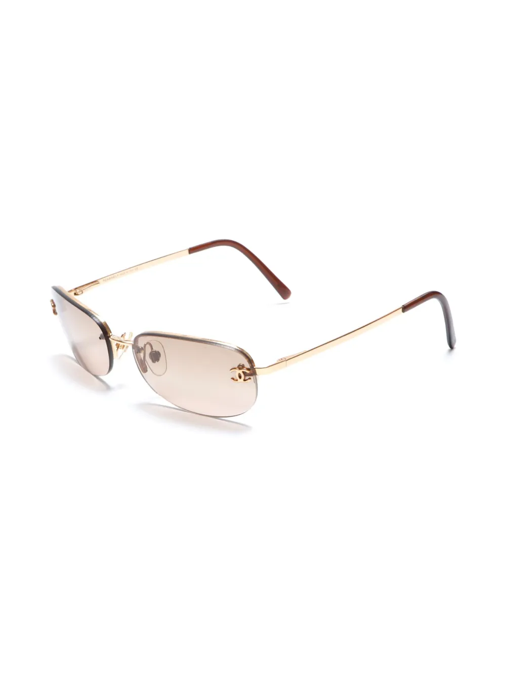 CHANEL Pre-Owned 2000s zonnebril met rechthoekige montuur - Goud