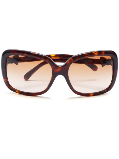 HOT SALE CHANEL 2000s tortoiseshell rectangle-frame sunglasses Women