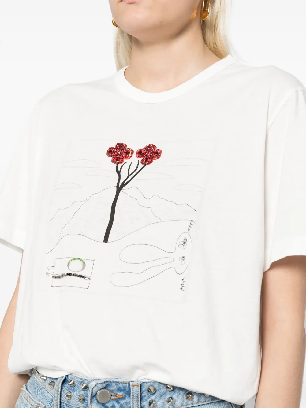 JNBY T-shirt met grafische print Wit