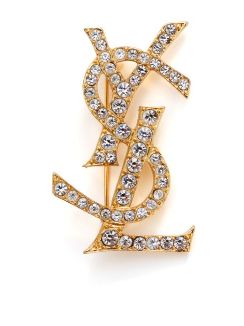 Saint Laurent Pre-Owned YSL-broche med rhinstenudsmykning