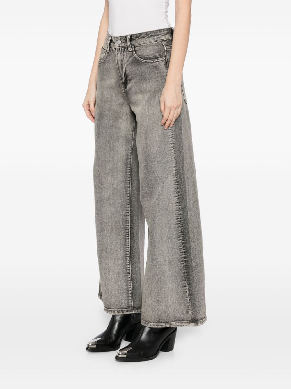 Shop Jnby Wide-leg Cotton Jeans In Grey