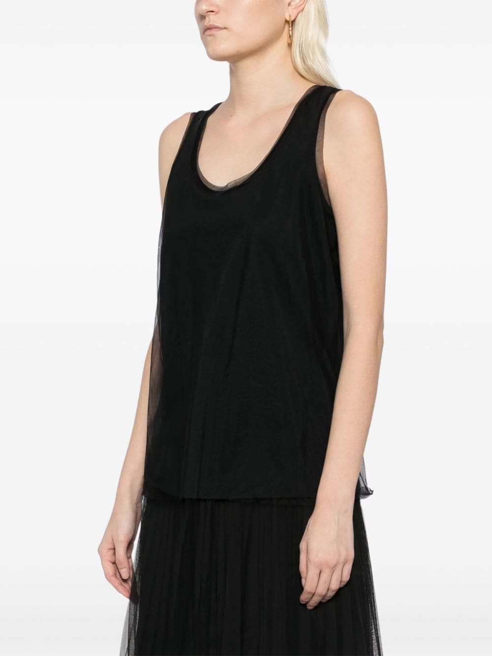 Shop Jnby Mesh-detailing Top In Black