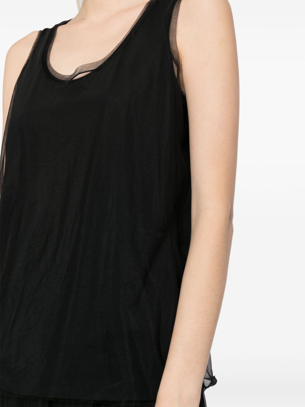 Shop Jnby Mesh-detailing Top In Black