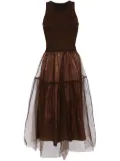 JNBY tulle-inserts midi dress - Brown