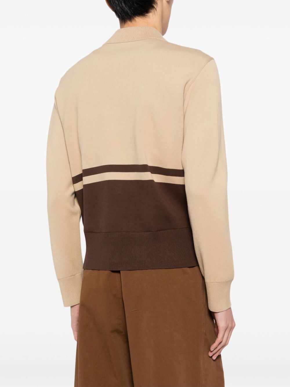 Shop Croquis Contrast Zip-up Cardigan In Brown