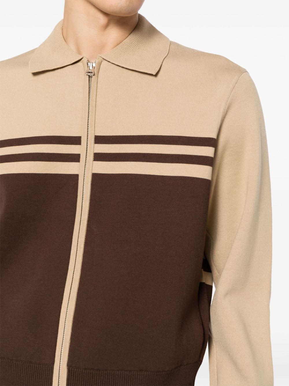 Shop Croquis Contrast Zip-up Cardigan In Brown