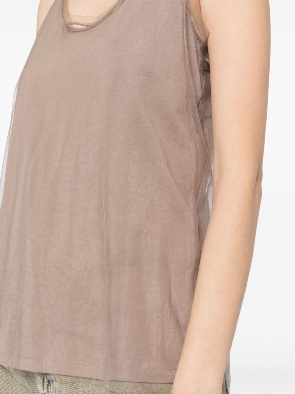 Shop Jnby Mesh-detailing Top In Neutrals